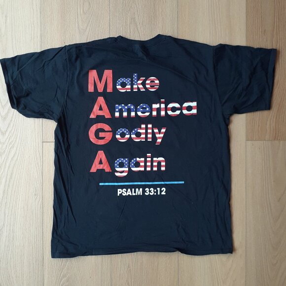 Make America Godly Again - Psalm 33:12 - New XL Black T-Shirt - Back Print - Picture 1 of 6